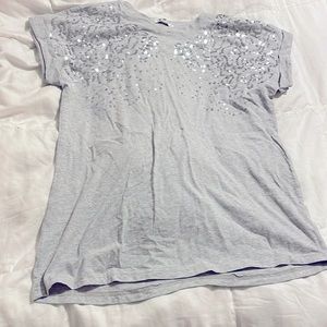 SMX - Gray Sequined T Shirt - Large